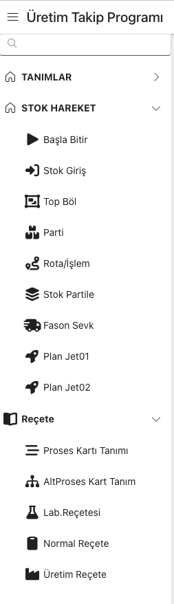 Menu van de textielververijsoftware