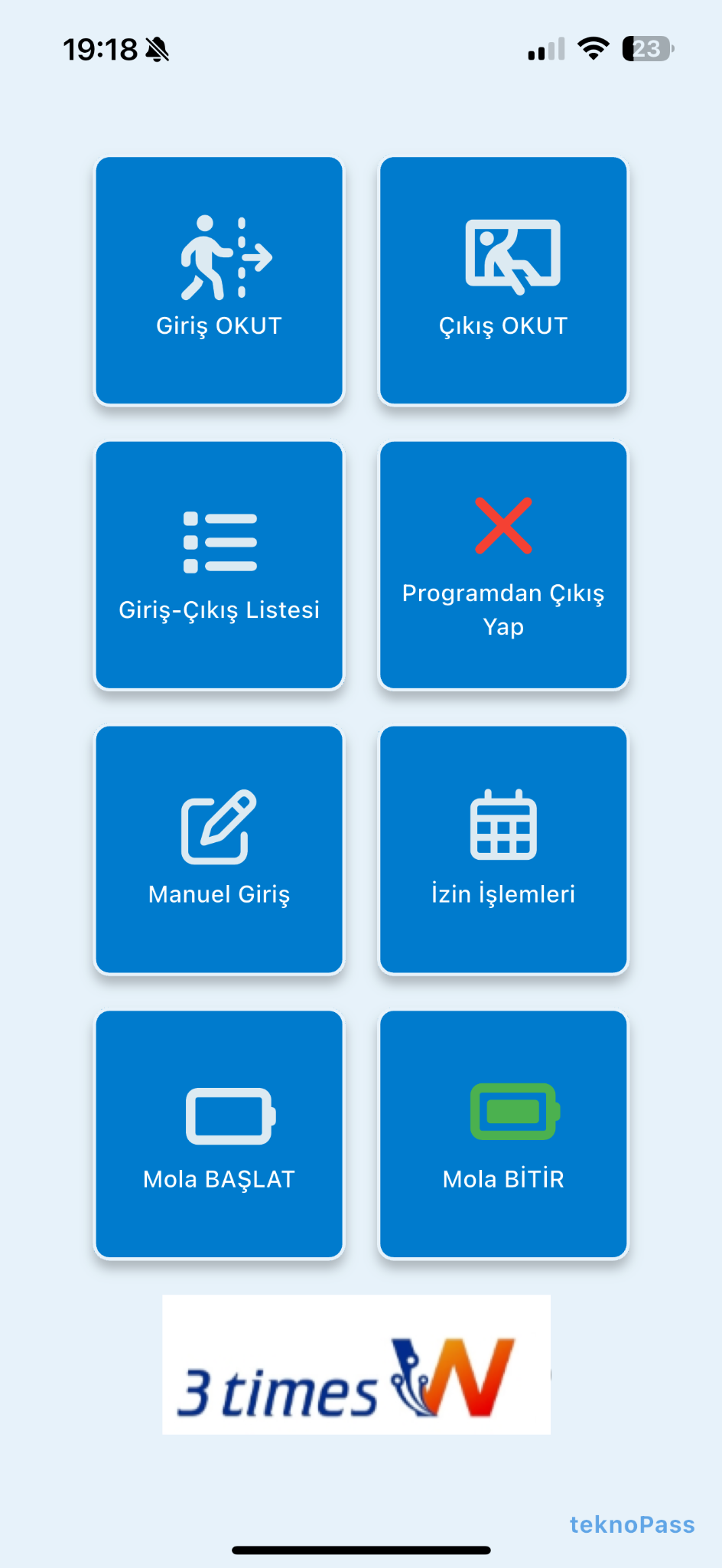 Teknopass PDKS hoofdmenu