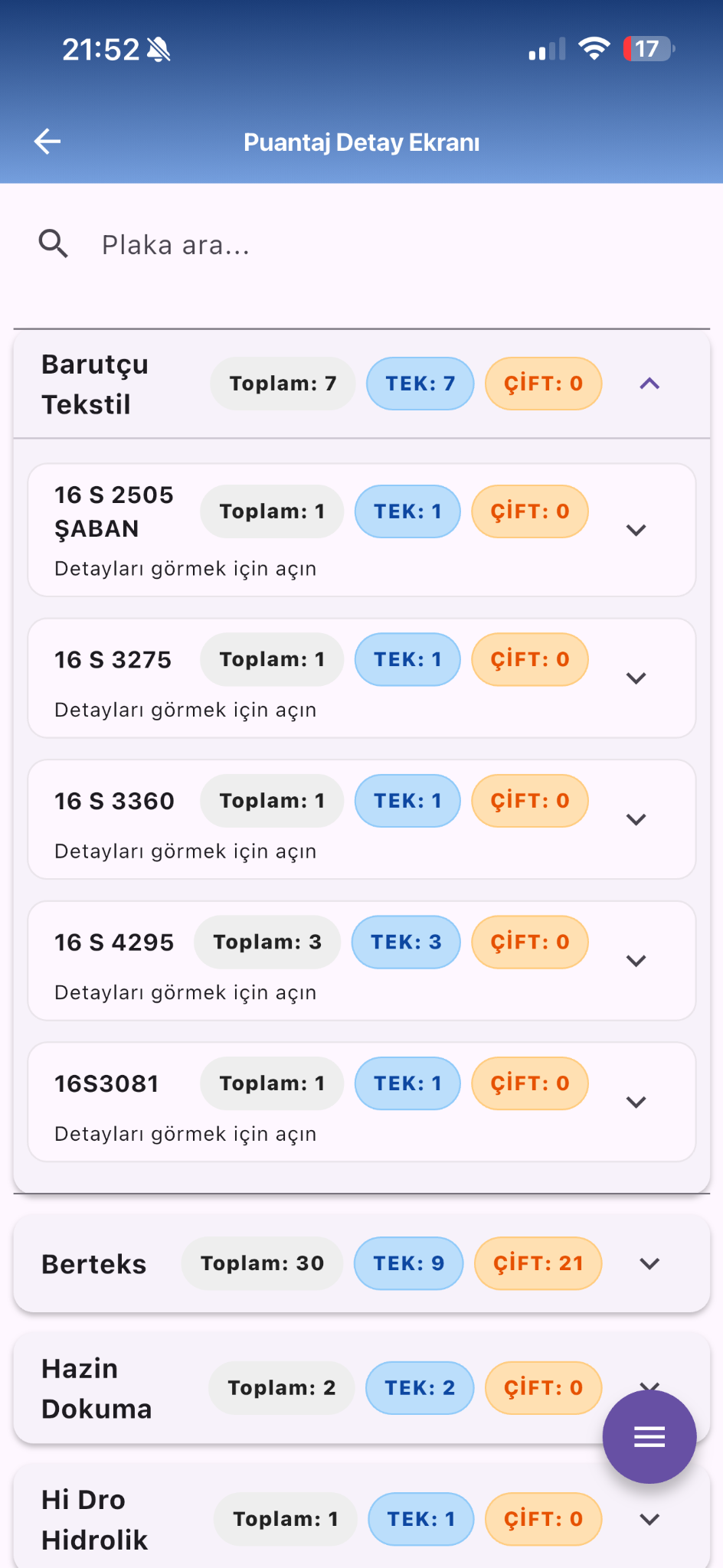 Live tracking scherm
