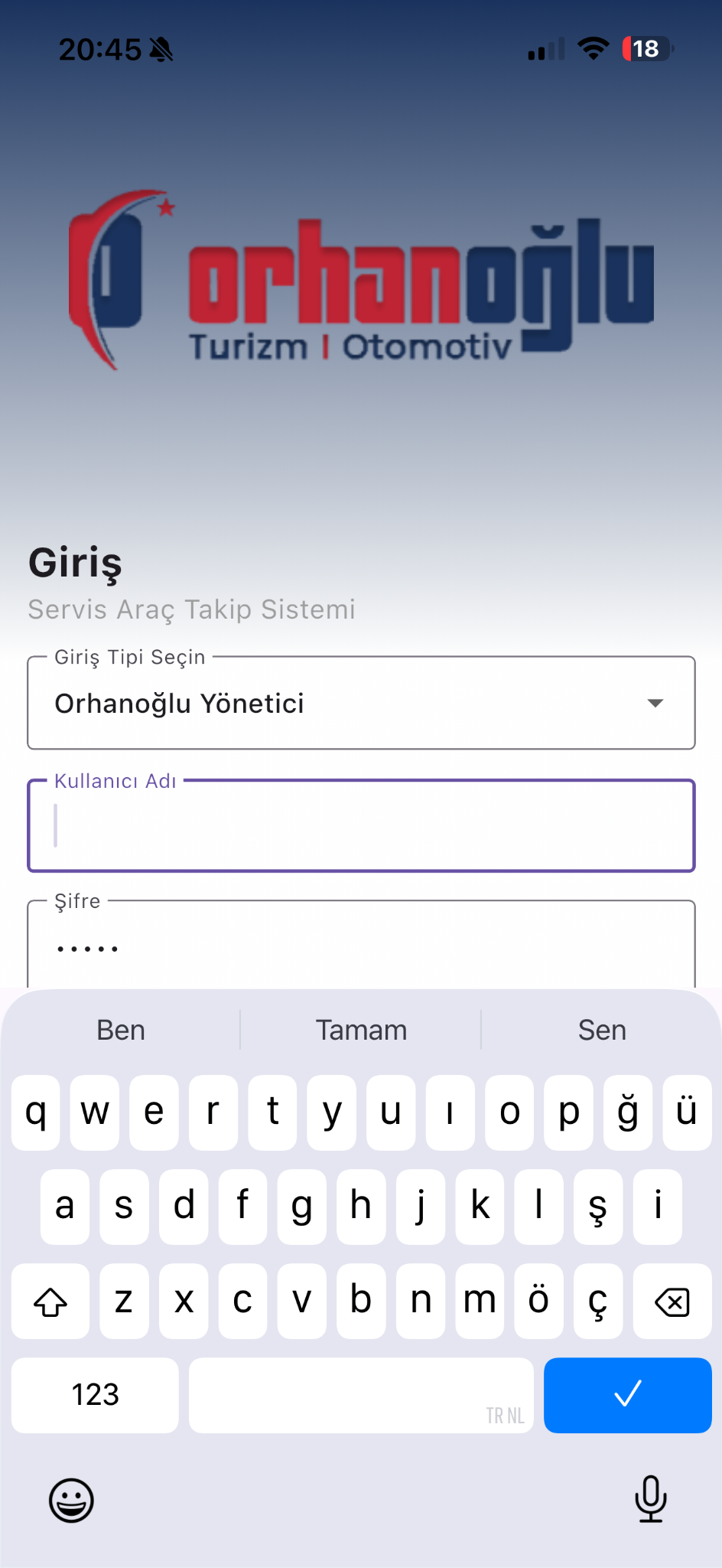 Login scherm voor personeelsservicebeheer