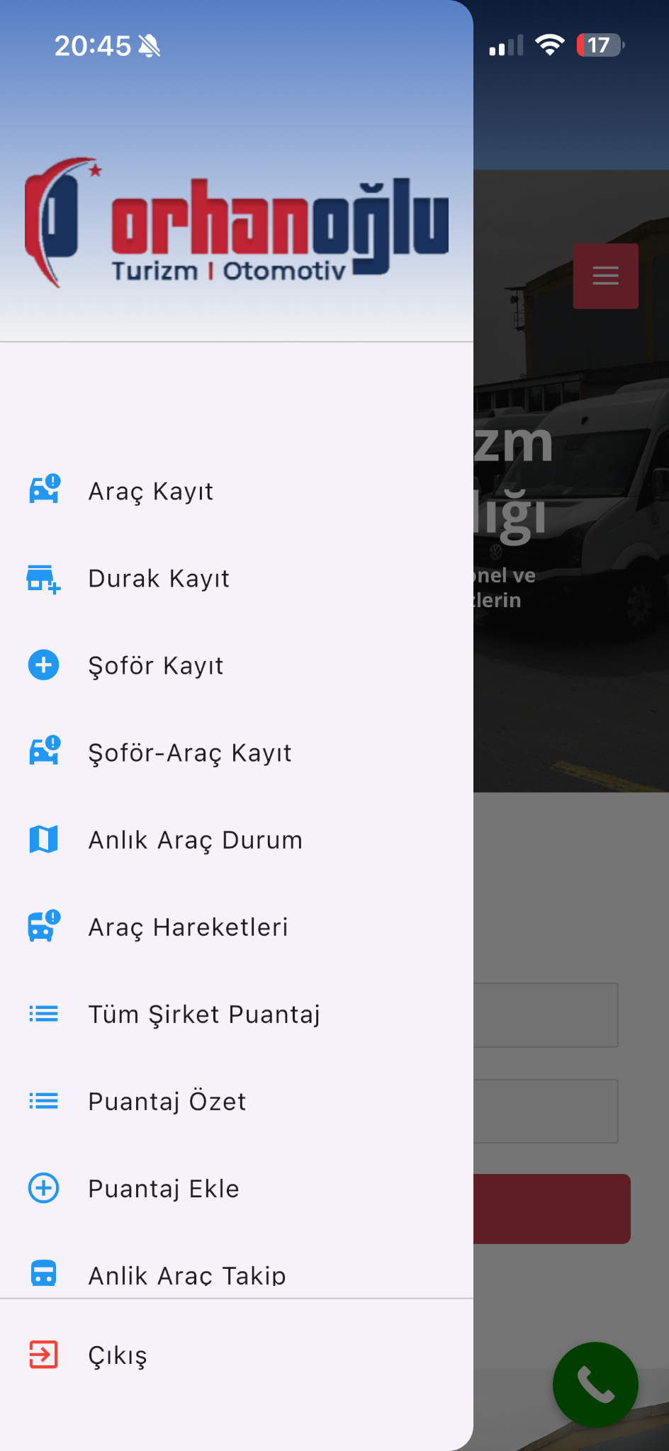 Menu scherm voor personeelsservicebeheer