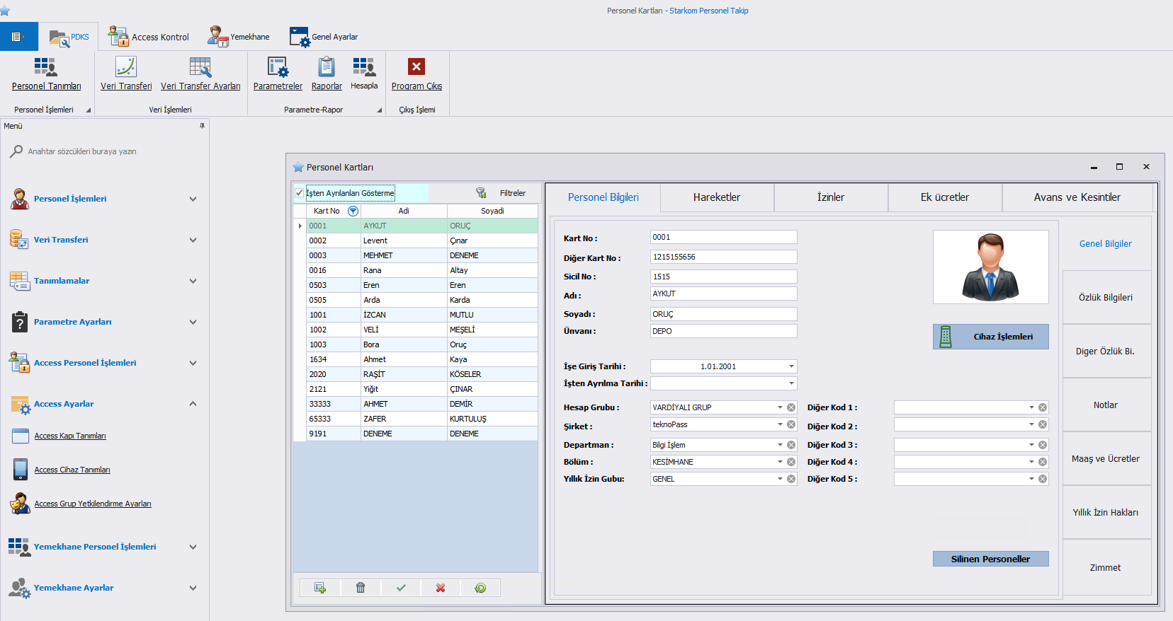 Personeelsvolg- en Aanwezigheidssysteem scherm